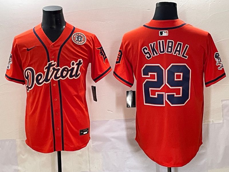 Men 2025 Detroit Tigers 29 Skubal Orange Fashion Nike MLB Jersey style 7156